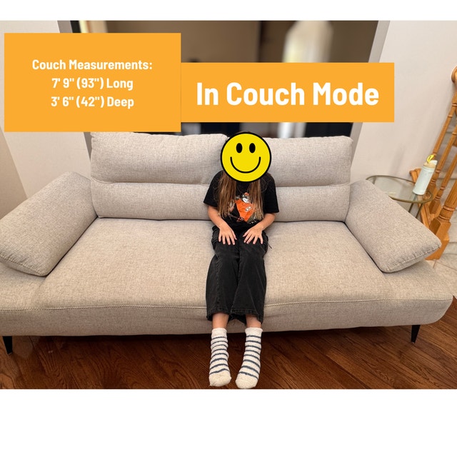 3-Seater Beige Convertible Sofa / Sleeper Couch - photo 2