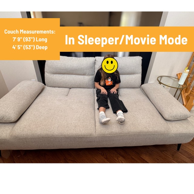 3-Seater Beige Convertible Sofa / Sleeper Couch - photo 3