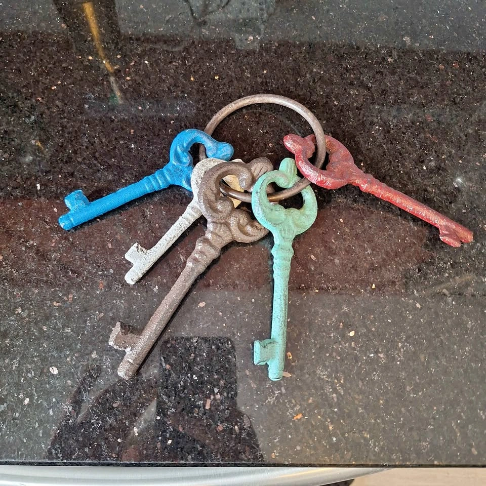 Colorful Rustic Decorative Keys Set of 5