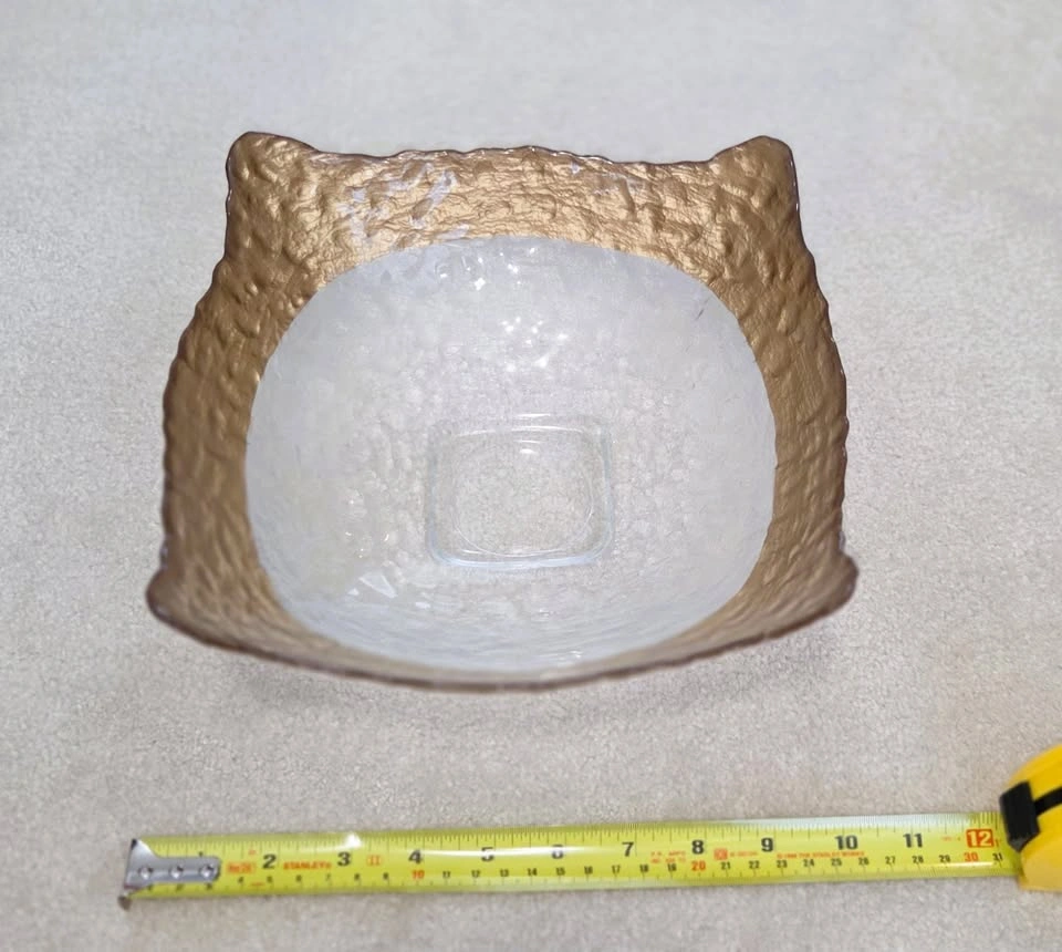 Modern Textured Glass Metallic Gold Accent Decorative Bowl