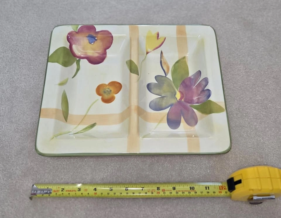 Ceramic Floral 2-Compartment Serving Platter