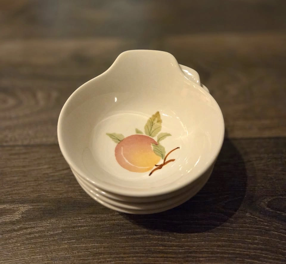 Ceramic Peach Motif Dipping Sauce Bowls (Stackable Set)
