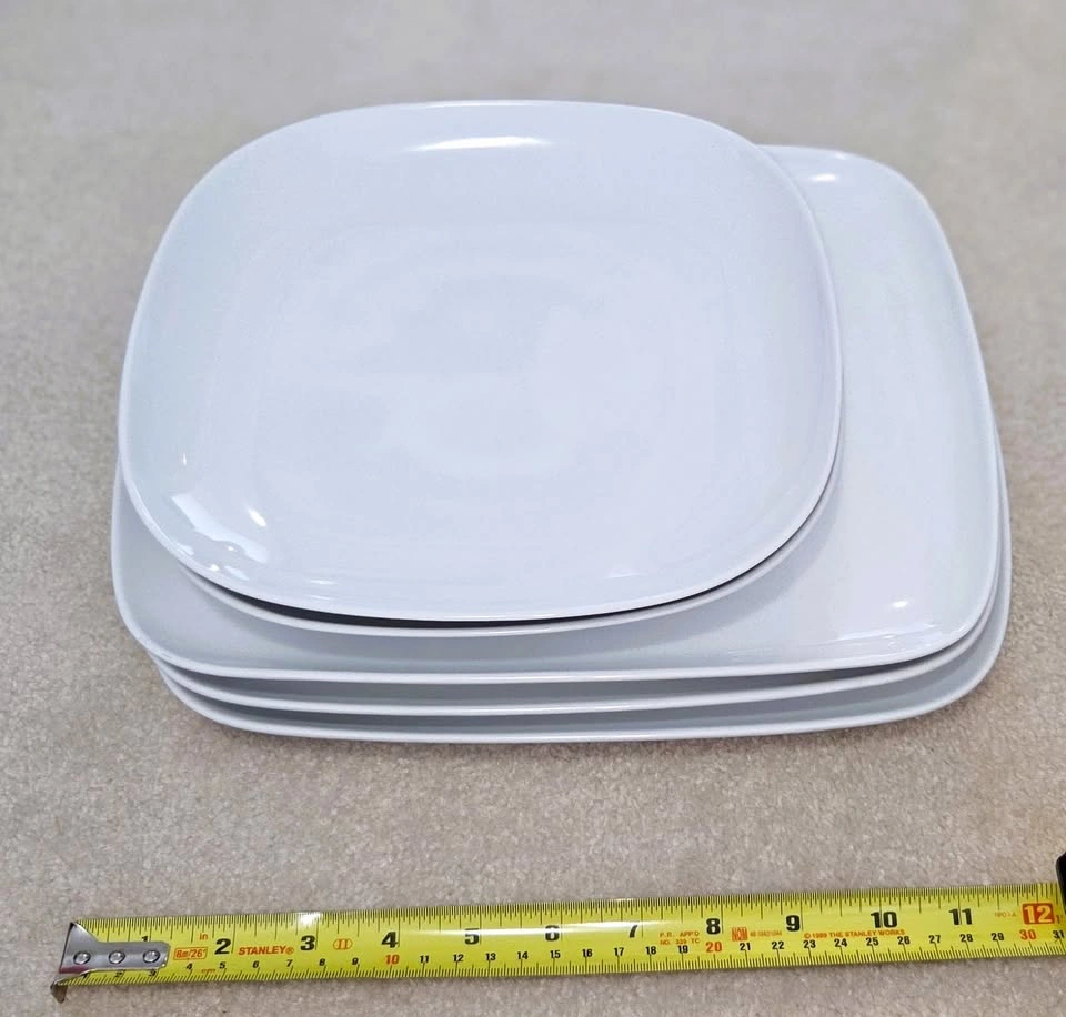 IKEA Minimalist White Square Ceramic Plate Set