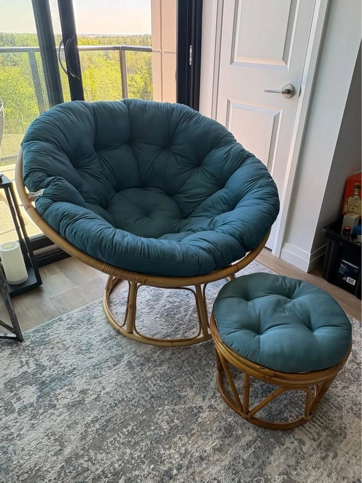 Bamboo Papasan Chair with Matching Ottoman - photo 2