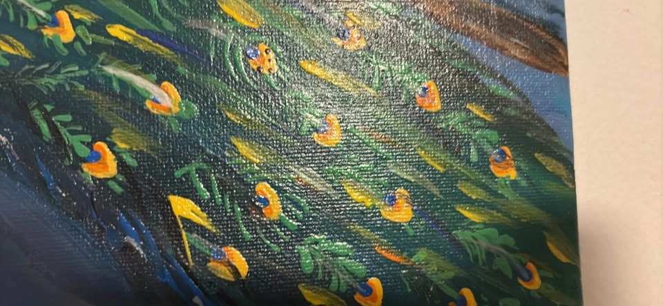 hand made acrylic painting of a peacock (send price) - photo 3