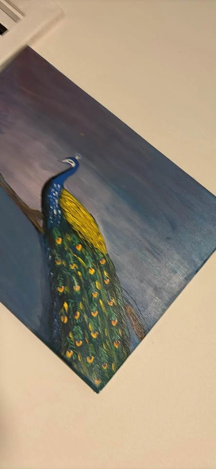 hand made acrylic painting of a peacock (send price) - photo 4