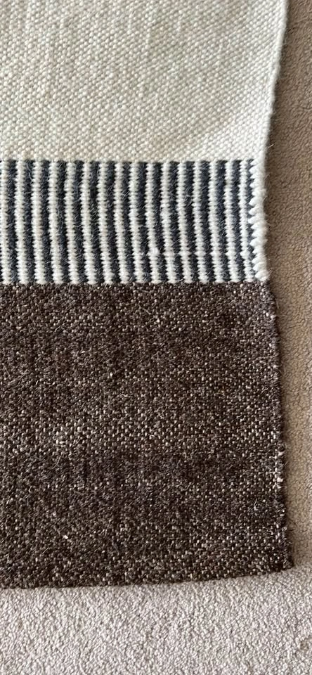 Cream and Brown Striped Woven Area Rug - photo 3