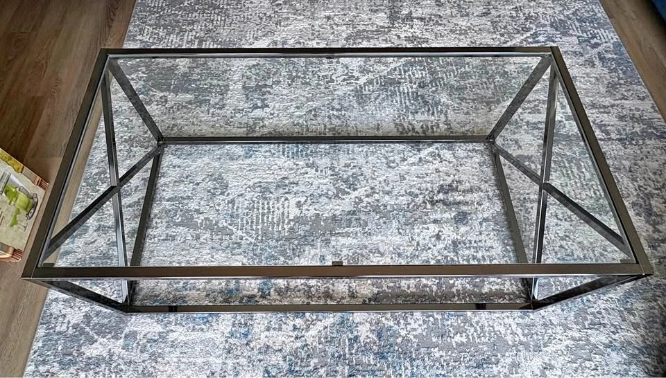 3-Piece Glass and Chrome Coffee Table Set