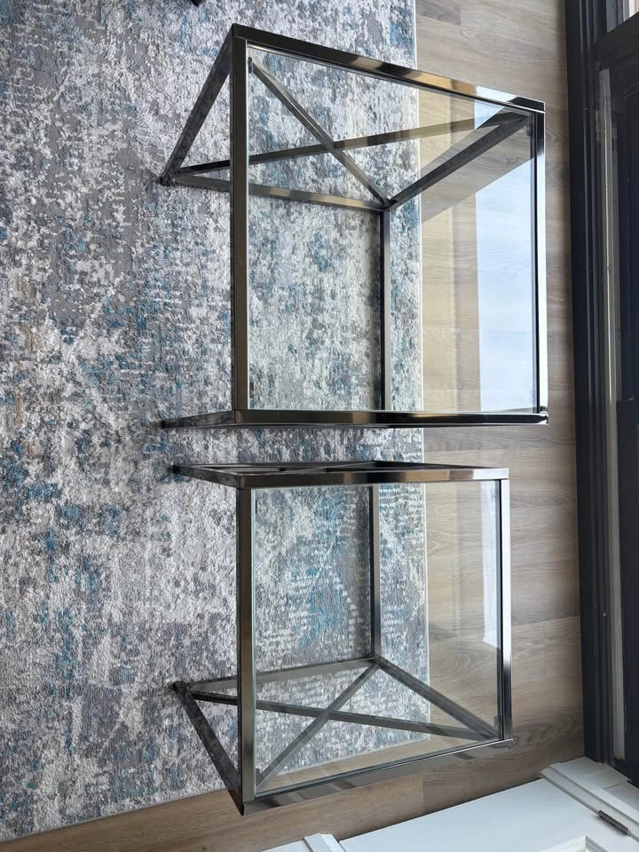 3-Piece Glass and Chrome Coffee Table Set - photo 3