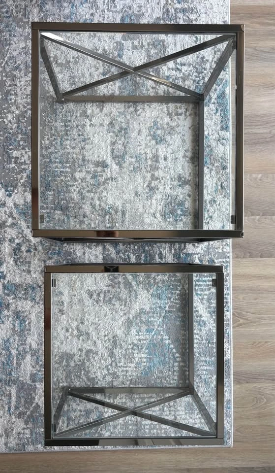 3-Piece Glass and Chrome Coffee Table Set - photo 4