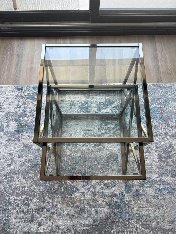 3-Piece Glass and Chrome Coffee Table Set - photo 5
