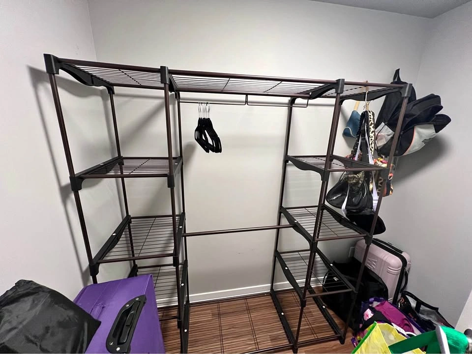 Open wardrobe metal clothes rack and shelves organiser closet st