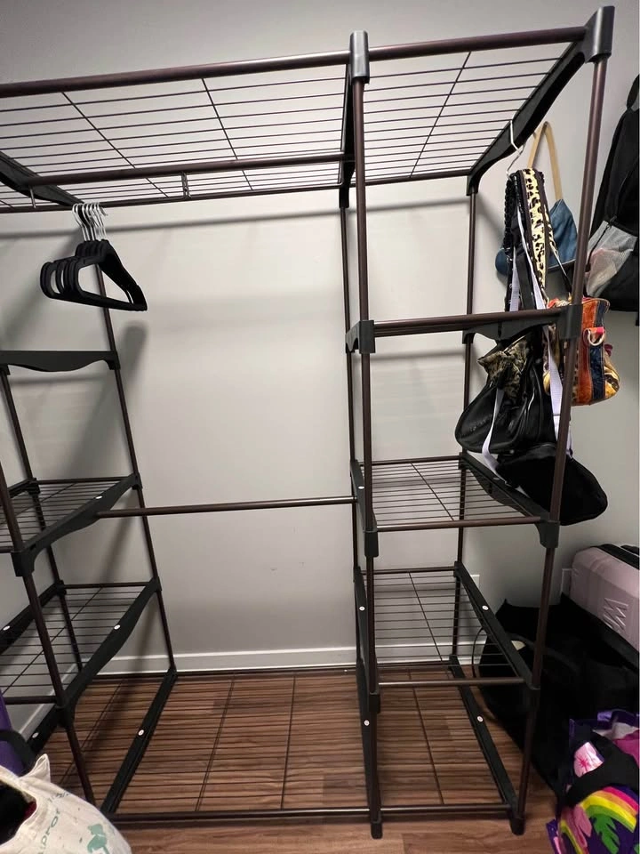 Open wardrobe metal clothes rack and shelves organiser closet st - photo 2
