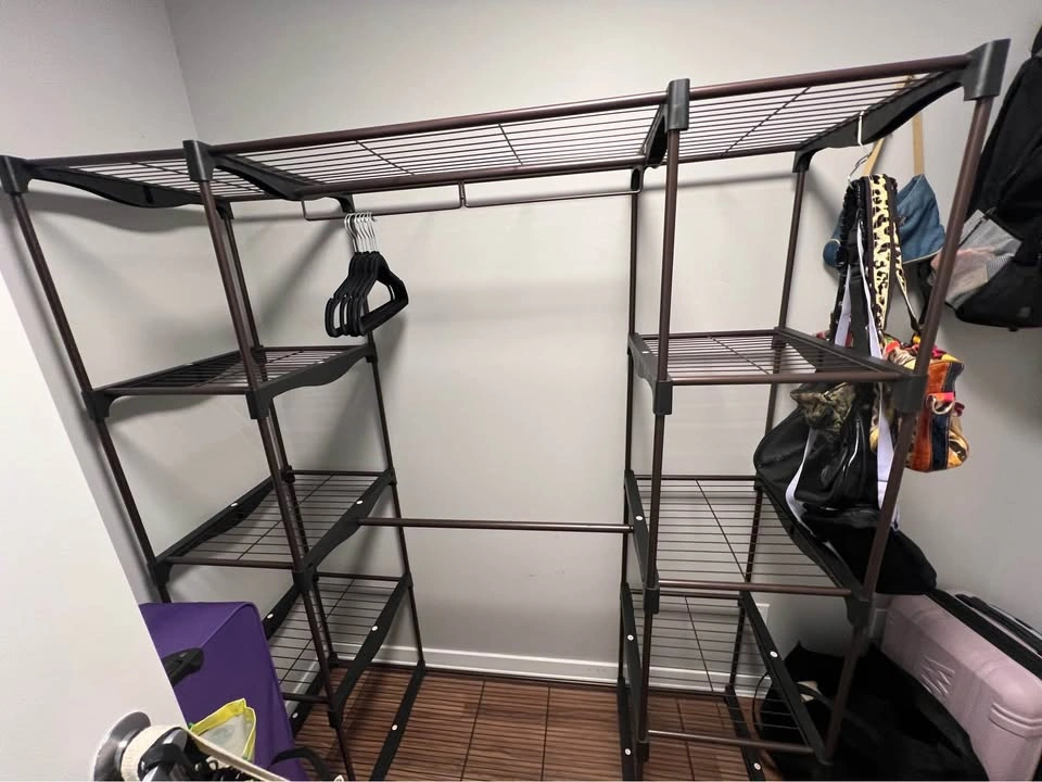 Open wardrobe metal clothes rack and shelves organiser closet st - photo 3