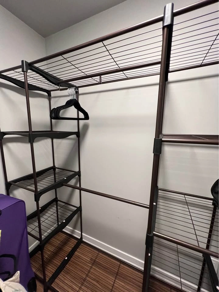 Open wardrobe metal clothes rack and shelves organiser closet st - photo 4