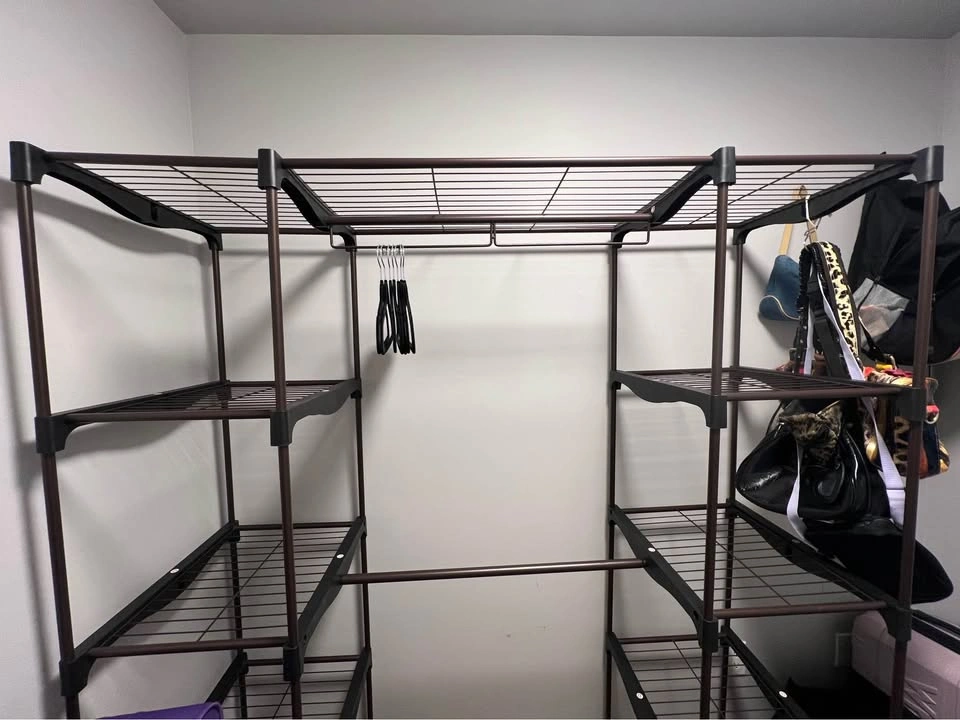 Open wardrobe metal clothes rack and shelves organiser closet st - photo 5