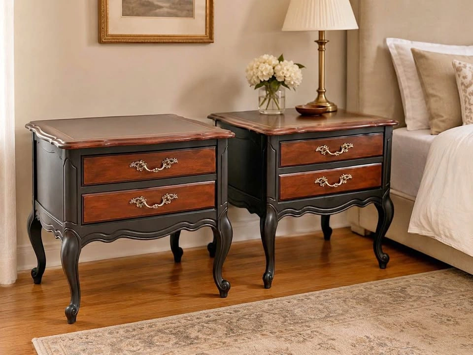 Refinished Solid Wood French Provincial Nightstands - Pair
