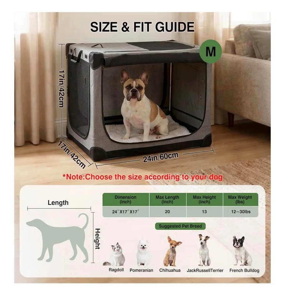 Brand New 24" Collapsible Soft Dog Crate (Grey) - photo 2