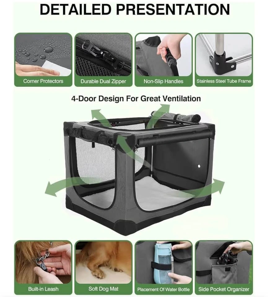 Brand New 24" Collapsible Soft Dog Crate (Grey) - photo 4