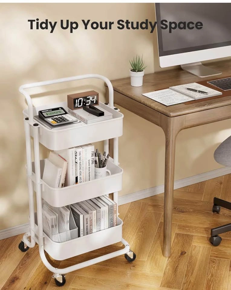 Brand New 3-Tier Metal Rolling Utility Cart (White) - photo 5