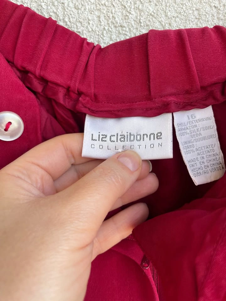 Size 16 100% Silk Pleated Tapered Pants - photo 3