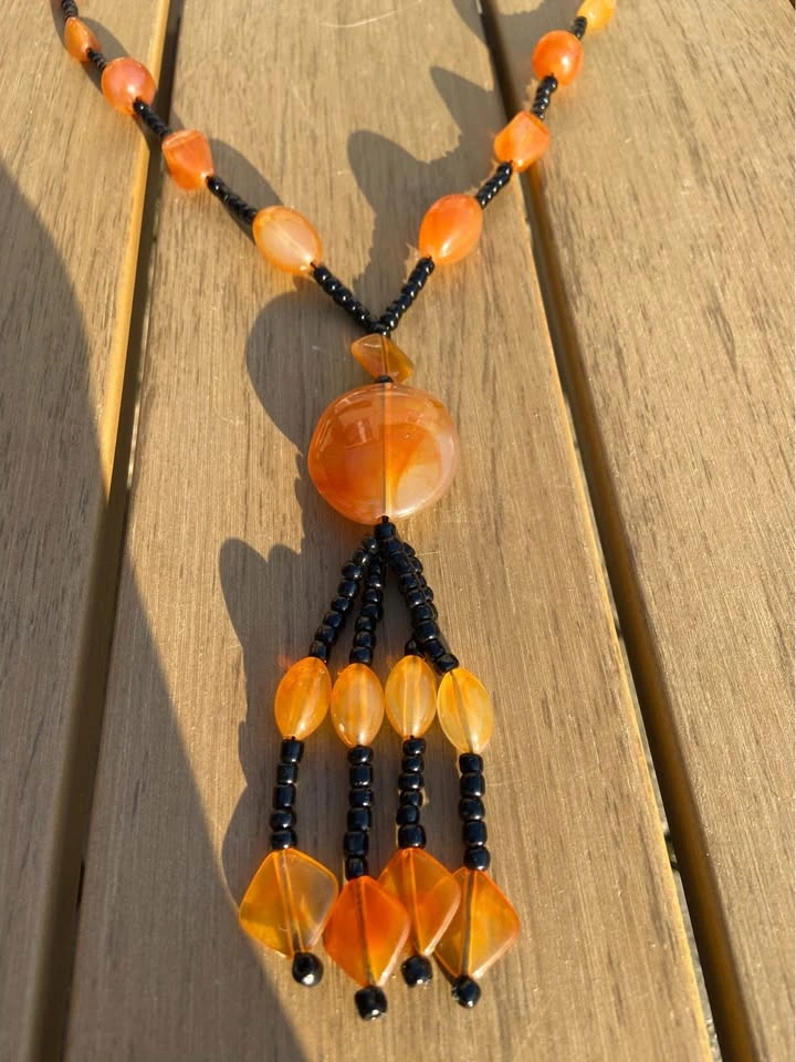 Orange and Black Beaded Necklace - photo 2