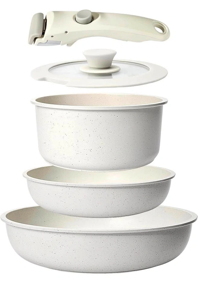 5Pcs Pots and Pans Set Non Stick Detachable Handle