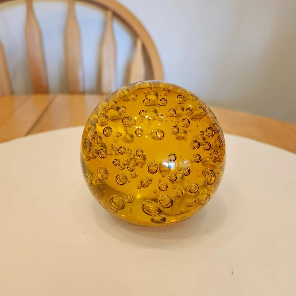 Golden Amber Glass Paperweight