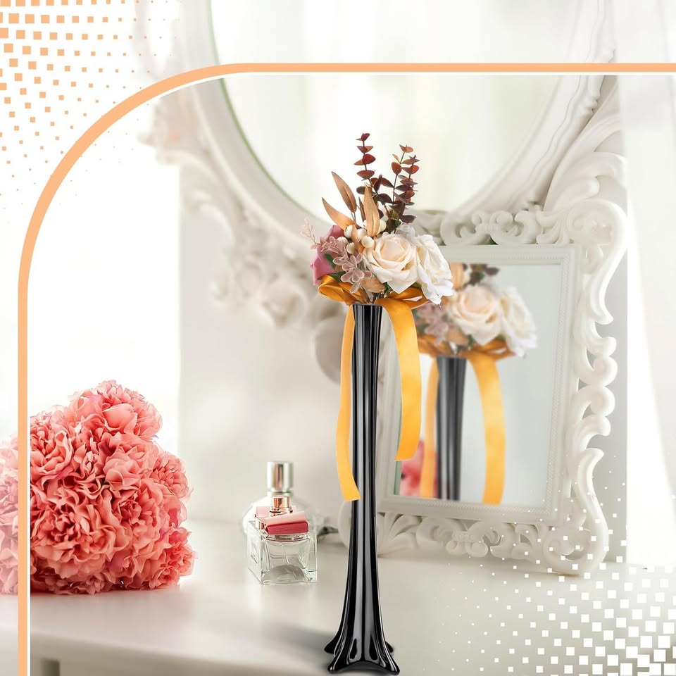 6 Eiffel Tower Vases - 16 Inch Tall, Black - photo 3