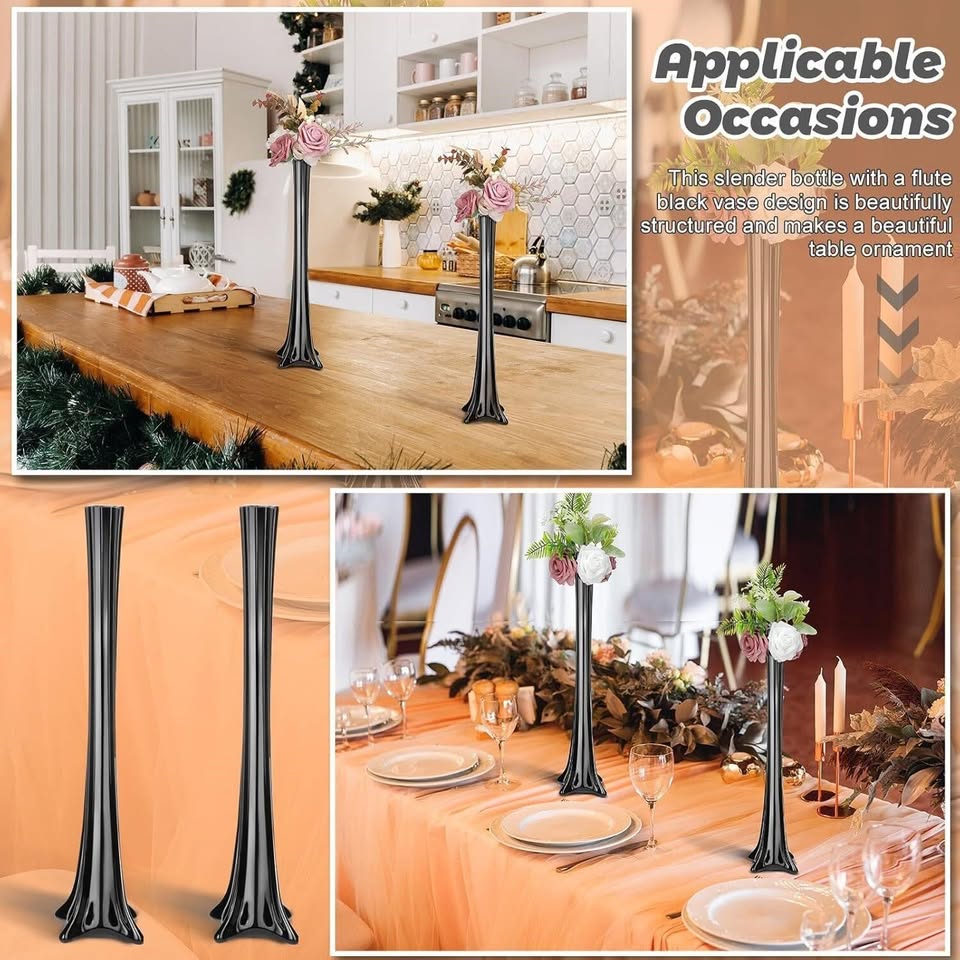 6 Eiffel Tower Vases - 16 Inch Tall, Black - photo 5