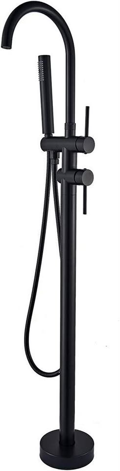 Matte Black Freestanding Tub Filler Floor Mount Bathtub Faucet
