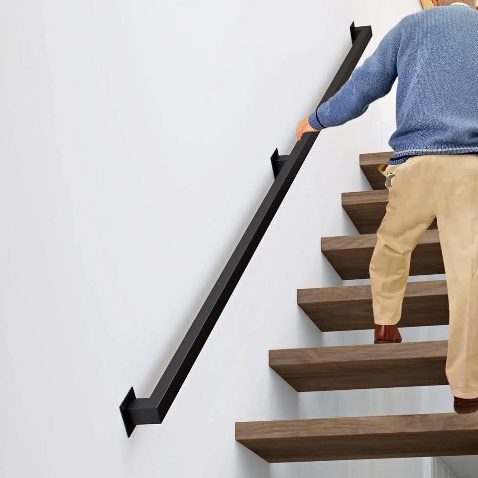 10FT Stair Railings Indoor, Black Iron Railings
