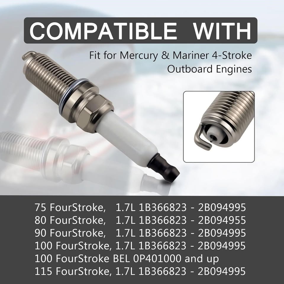 4Pcs Iridium Spark Plugs Mercury Mariner 75-100HP - photo 4
