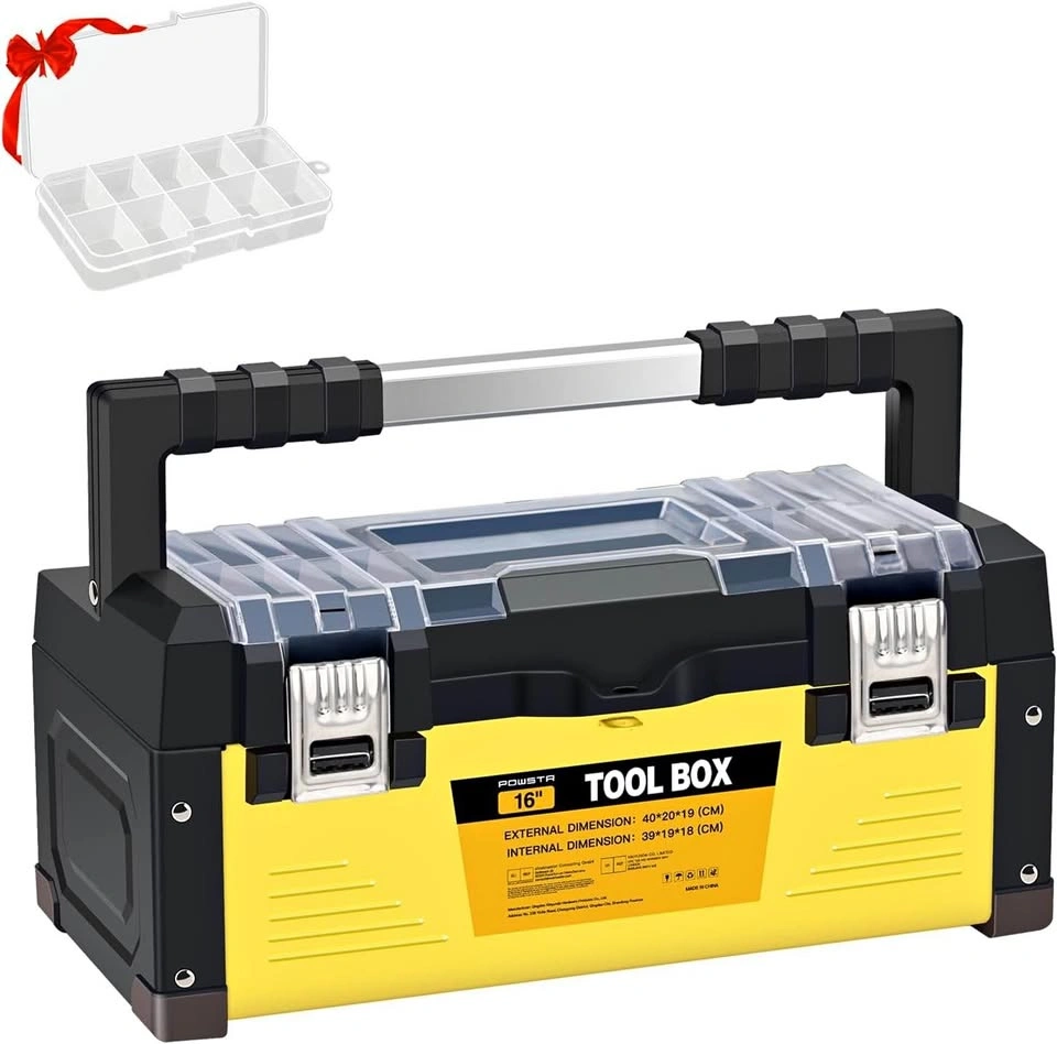 NEW Tool Box - 16" Tool Box Stainless Steel + Plastic Top, Yello