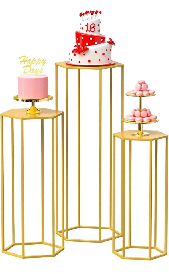 Hexagon Pedestal Stand Set of 3