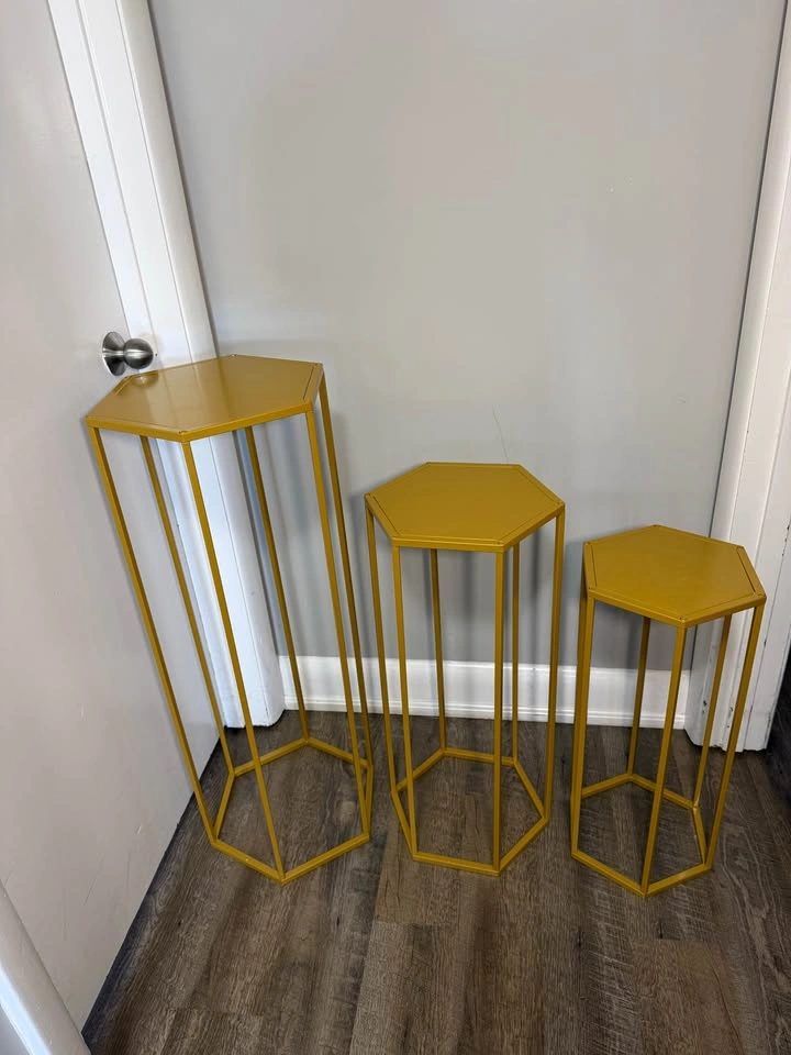 Hexagon Pedestal Stand Set of 3 - photo 2