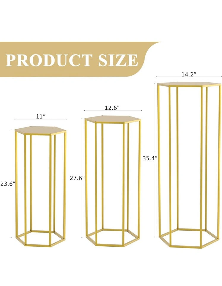 Hexagon Pedestal Stand Set of 3 - photo 3