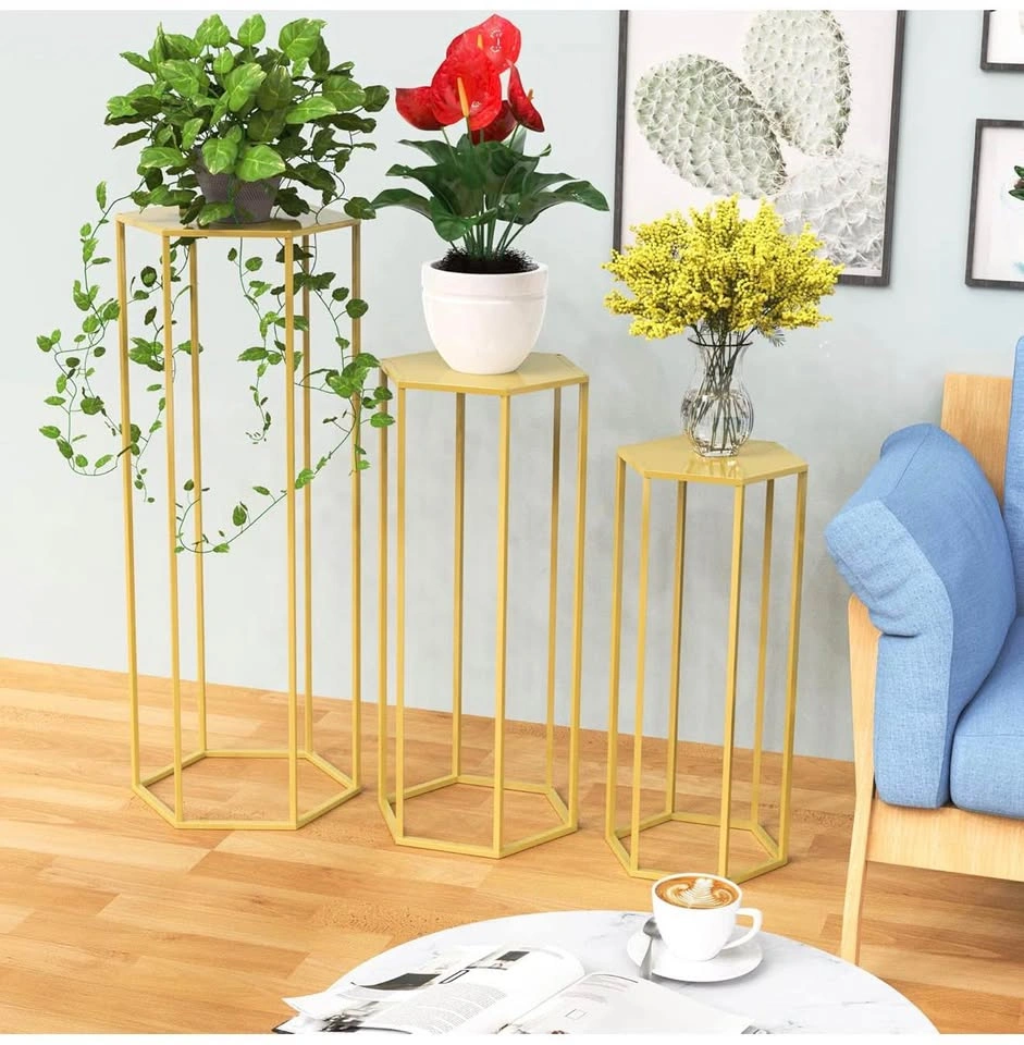 Hexagon Pedestal Stand Set of 3 - photo 5