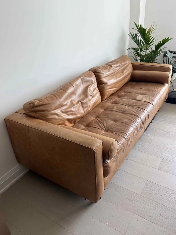 Tan Leather Sofa - photo 2