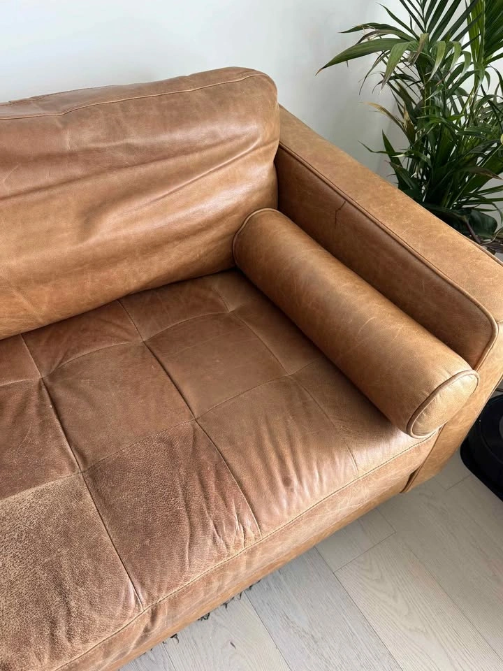 Tan Leather Sofa - photo 3