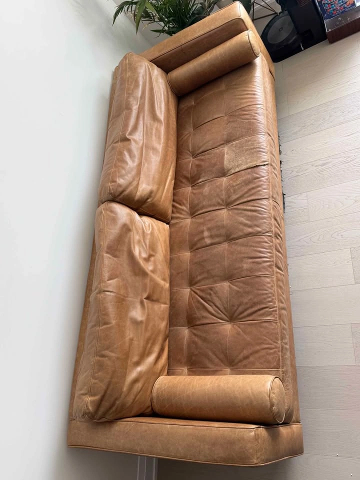 Tan Leather Sofa - photo 5