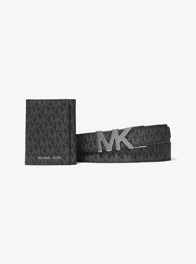 Michael Kors Signature Logo Card Case & Belt Gift Set