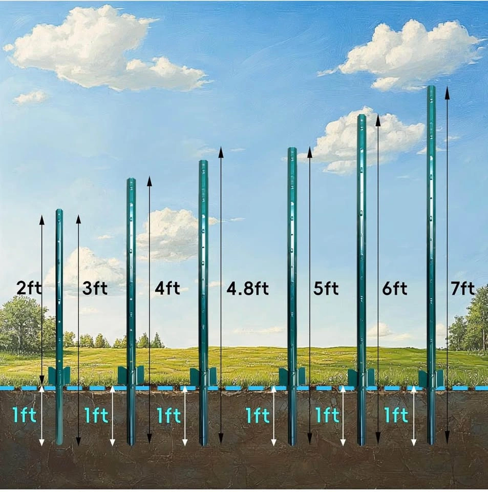 Fence Posts 4 Feet Sturdy Duty Metal Fencing Poles - photo 2