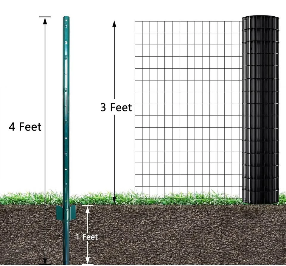 Fence Posts 4 Feet Sturdy Duty Metal Fencing Poles - photo 3