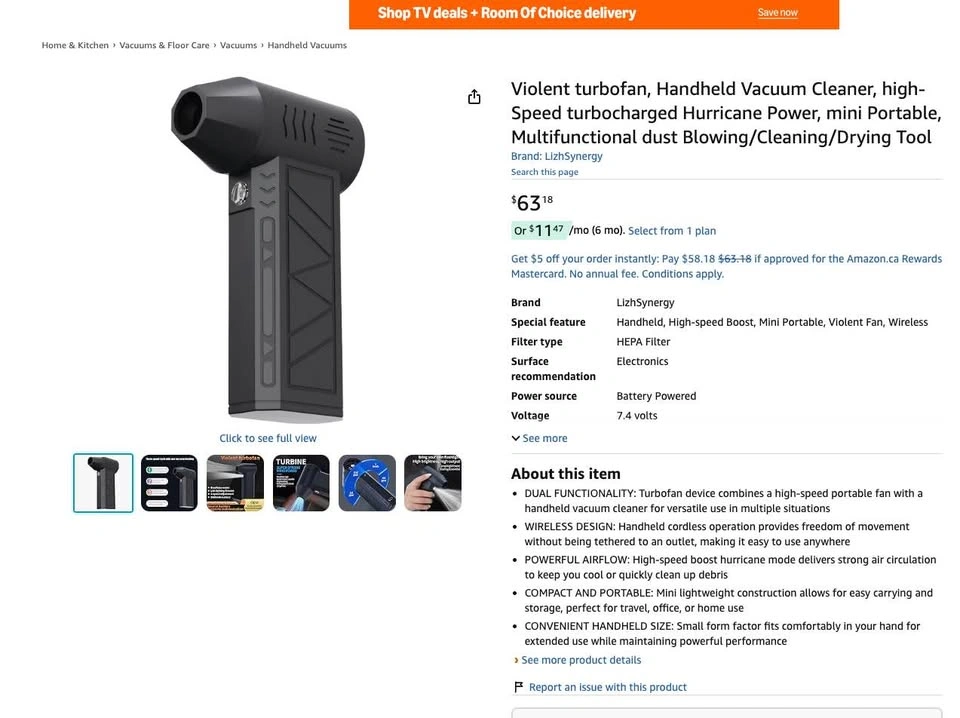 Handheld Vacuum ZY7400 (Dust Blower) - photo 3