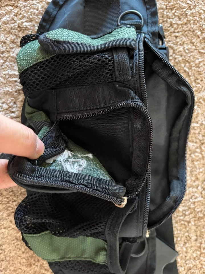 Black and green waist bag fanny pack multiple pockets - photo 4