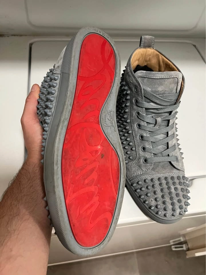 Grey Size 42 / US 9 Christian Louboutin Spiked High Tops - photo 3
