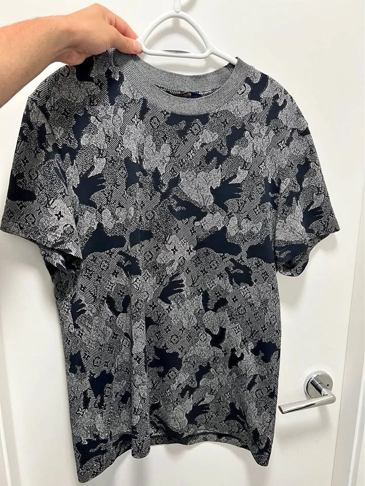 LV Monogram Jacquard T-Shirt Gray/Black Camo