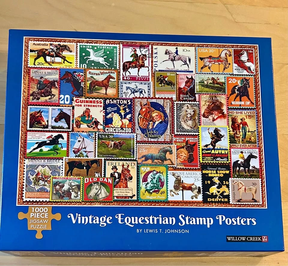 Puzzle of Vintage Equestrian Stamps 1000 pieces