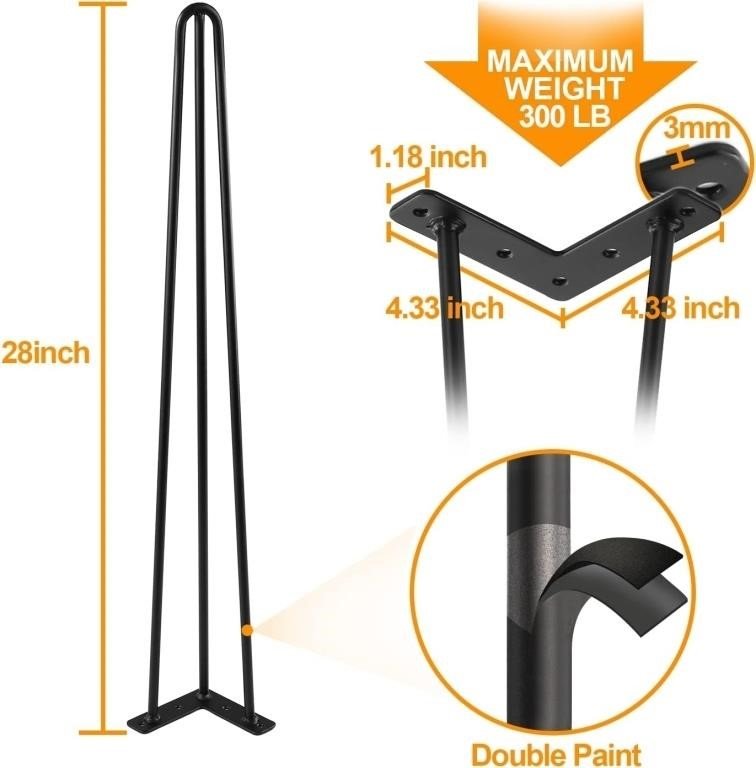 28 Inch Hairpin Legs for Furniture set of 2 - photo 2